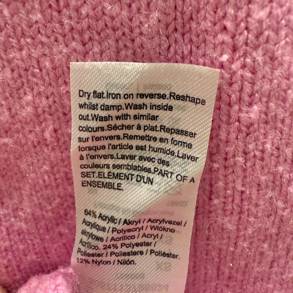 River Island boxy ribbed cardigan in bright pink size XS - Picture 8 of 8